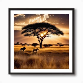 Sunset In The Savannah Art Print