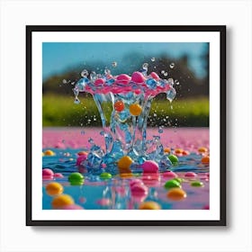 Colorful Water Splash Art Print