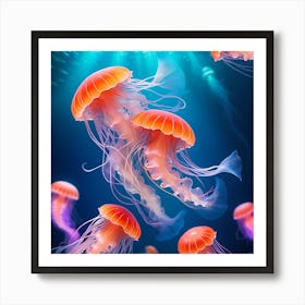 Jellyfishes In The Sea Art Print