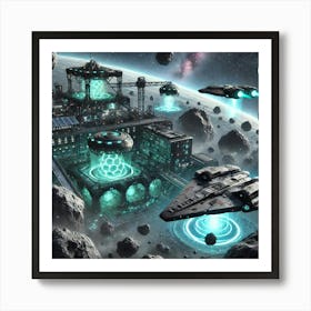 Asterian Asteroid Base Scifi Art Print