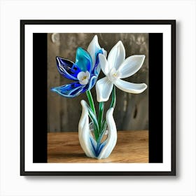 Blue And White Flowers Art Print