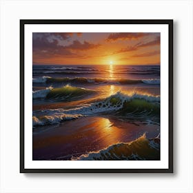 Sunset At The Beach 6 Art Print