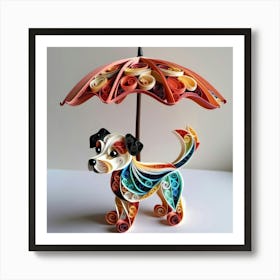 Quilled Dog With Umbrella Art Print