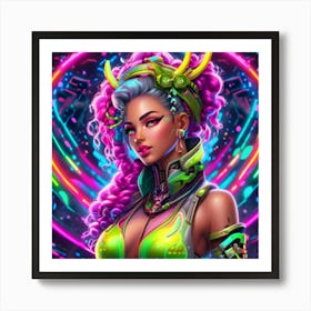 Neon Girl 28 Art Print