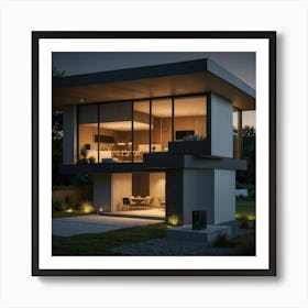 Modern House At Dusk Poster