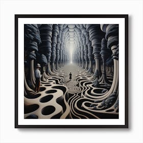 'The Maze' . Hypnotic Optical Illusion Art Print