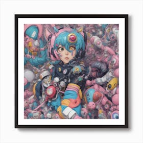 Cyberpunk Anime Girl III Art Print