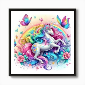 Unicorn With Butterflies Art Print