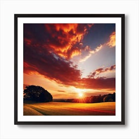 Sunset Over A Field 9 Art Print