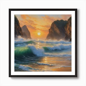 Sunset At The Beach 2 Art Print