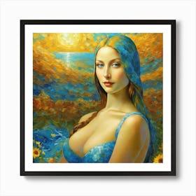 Woman In Blue Dresshii Art Print