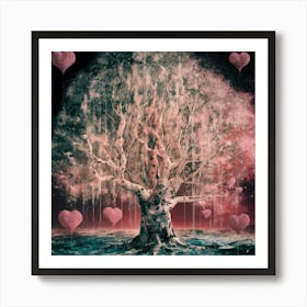 Enchanted Dreamscape: Surreal Romance in Leonid Afremov Style, Infused with Leonor Fini's Mystique and Greg Hildebrandt's Vision. Art Print