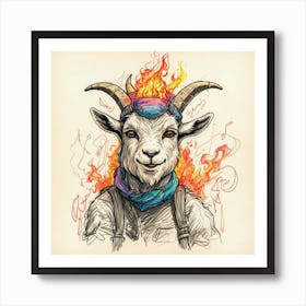 Goat On Fire 14 Art Print