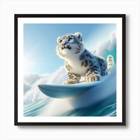 Snow Leopard Surfing 1 Art Print