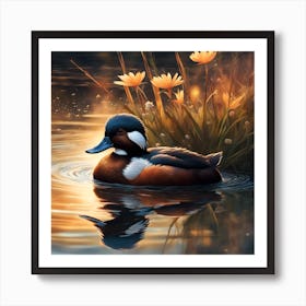 Ruddy Duck lit by Evening Sun Art Print