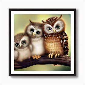Cute Owls 1 Art Print