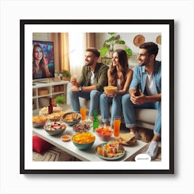 Happy Family Watching Tv Art Print