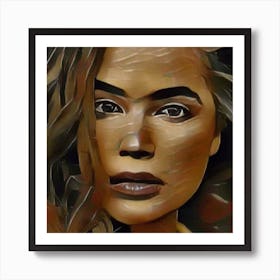 Abstract Portrait Of A Woman Brown Art Print