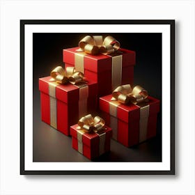 Red Gift Boxes 1 Art Print