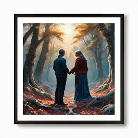 Couple In The Woods 4 Art Print