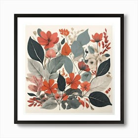 Red Flowers Print 1 Art Print