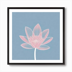 A White And Pink Flower In Minimalist Style Square Composition 573 Art Print