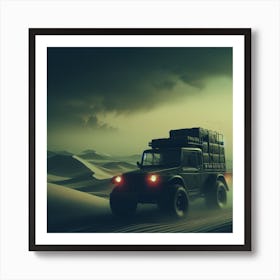 The Smuggler (sand, jeep, truck, buggy, gloomy, cargo) Art Print