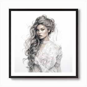 Woman With Long Hair Art Print