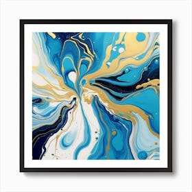 Blue And Gold Swirls Art Print