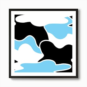 Blue And White Camouflage Art Print