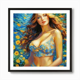 Woman In Blueghh Art Print