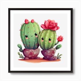 Kawaii Cactus 1 Art Print