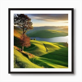 Sunrise Over Lake Art Print