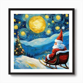 Santa Claus In Sleigh 1 Art Print