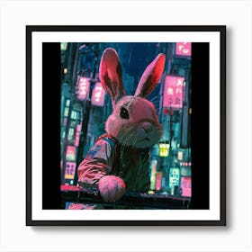 Rabbit In The Night Art Print