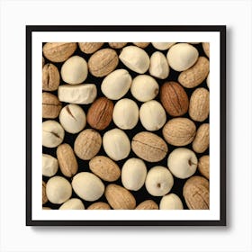 Nuts On A Black Background 2 Art Print