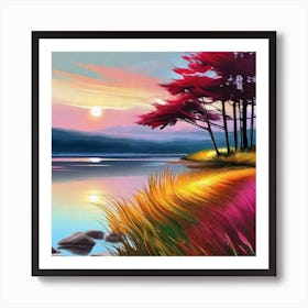 Sunset By The Lake 36 Art Print