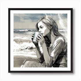 Girl At The Beach 1 Art Print