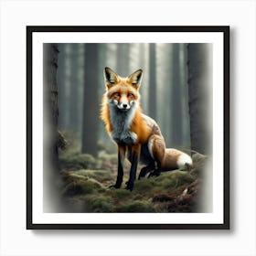 Red Fox In The Forest 27 Art Print