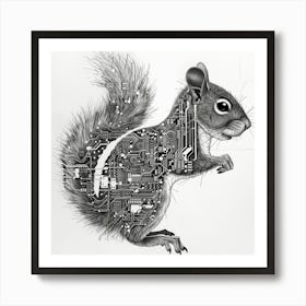 Squirrel On A Circuit Board Art Print