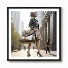 Woman Carrying A Bag Art Print