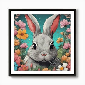 Bunny In Flowers Art Print