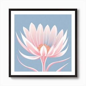 A White And Pink Flower In Minimalist Style Square Composition 190 Art Print