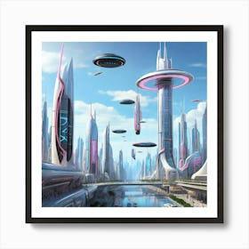 Futuristic City Art print Art Print