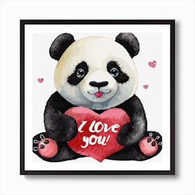 I Love You Panda Heart Bear Animal Cute Art Print