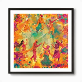 Baisakhi Banner Texture With Punjabi Dance Motif Art Print