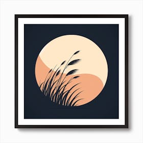 Moon And Reeds 1 Art Print