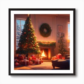 Christmas Tree In The Living Room 127 Art Print