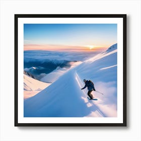 Skier In The Mountains Art Print