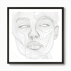 Line Drawing Of A Woman'S Face 3 Art Print